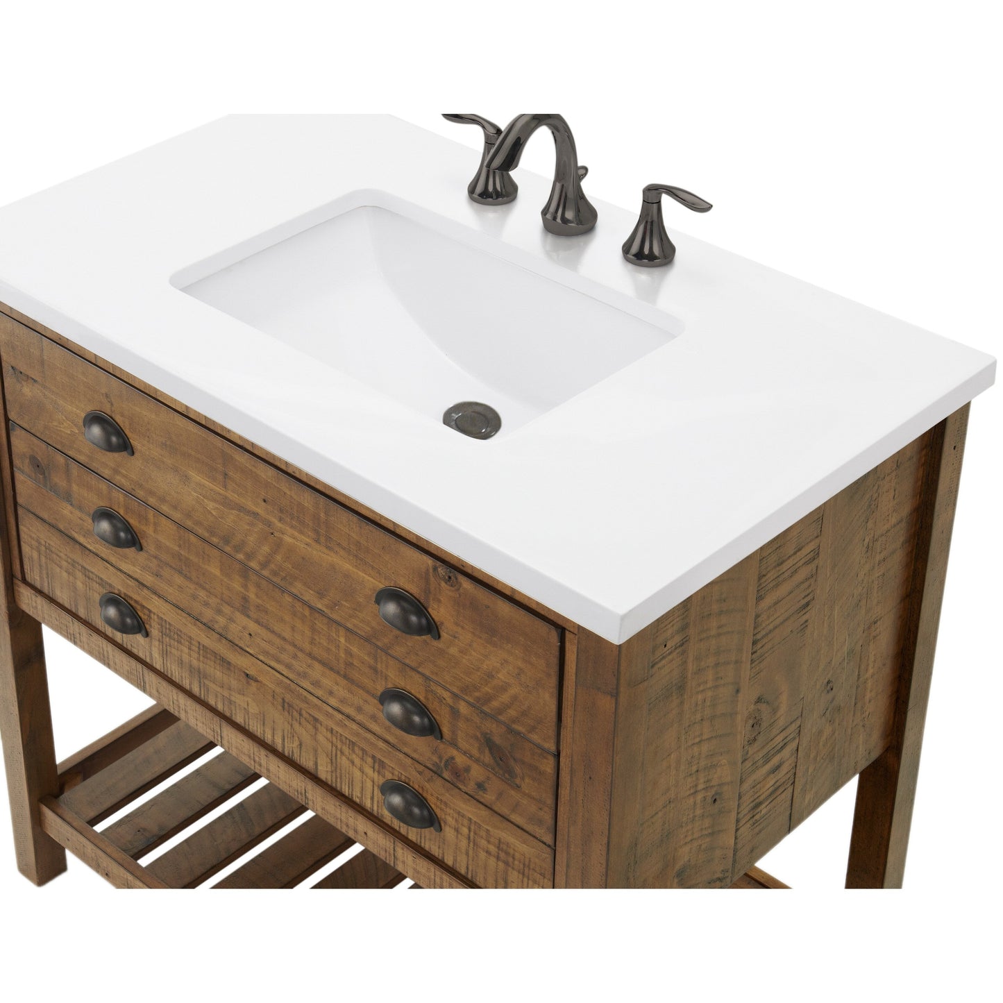 Meuble-lavabo de salle de bain simple Monterey 37, style farmhouse, avec plan de travail.