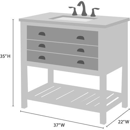 Meuble-lavabo de salle de bain simple Monterey 37, style farmhouse, avec plan de travail.