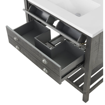 Meuble-lavabo de salle de bain simple Monterey 37, style farmhouse, avec plan de travail.