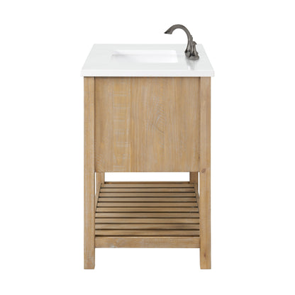 Meuble-lavabo de salle de bain simple Monterey 37, style farmhouse, avec plan de travail.