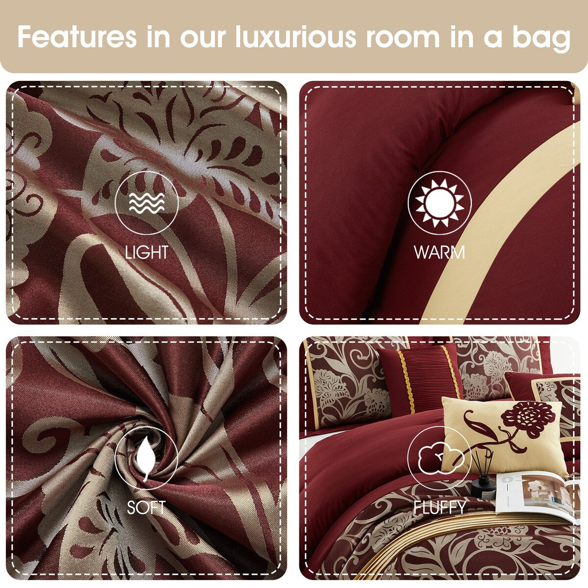 Ensemble de Couette Nanshing Brie 9 Pièces en Jacquard Floral