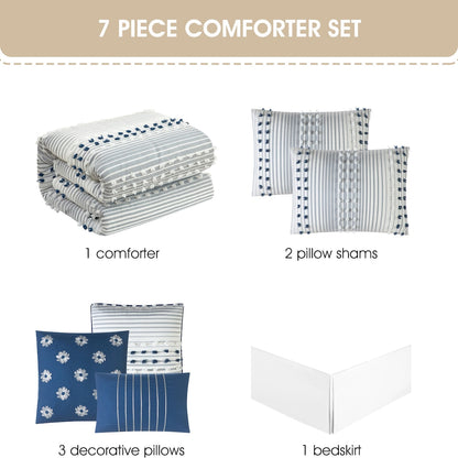 Nanshing Jessy Modern Striped 7 Piece Comforter Set