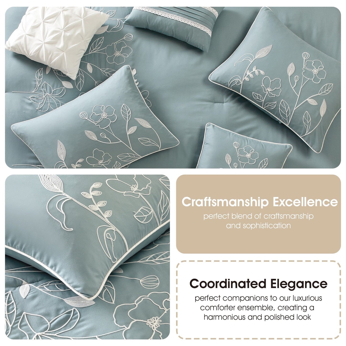 Ensemble de couette Nanshing Taylor 7 pièces à motifs floraux botaniques