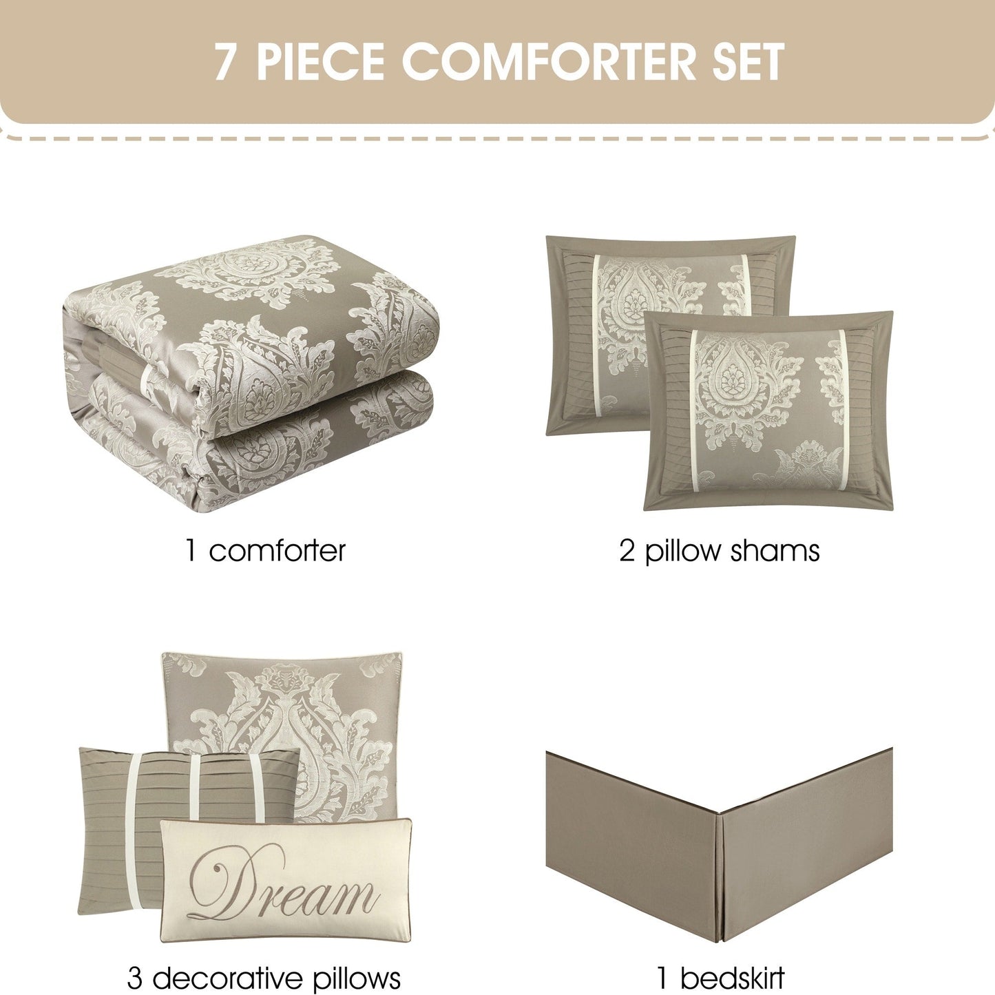 Ensemble de Couette Traditionnel Damassé 7 Pièces Nanshing Tiana