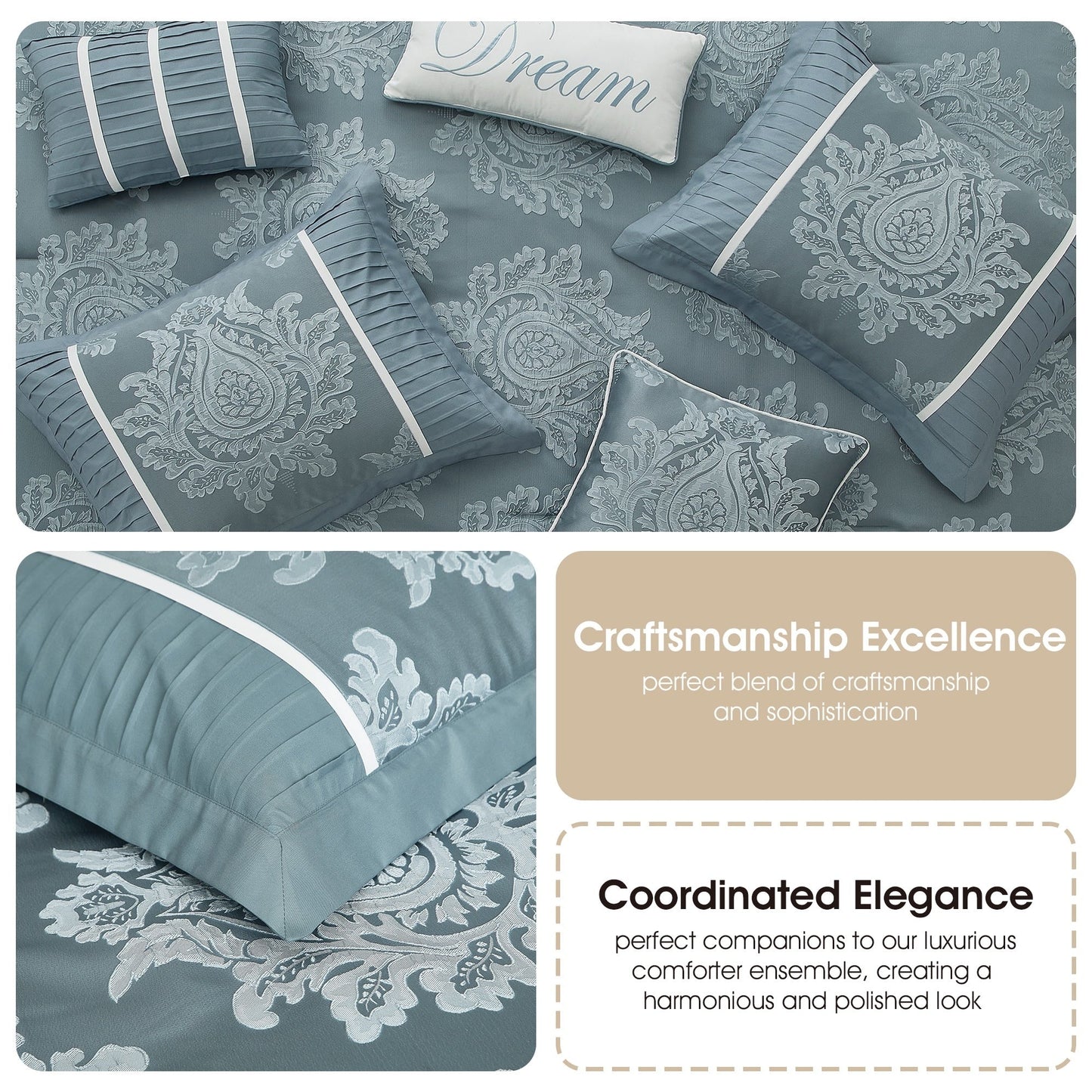 Ensemble de Couette Traditionnel Damassé 7 Pièces Nanshing Tiana