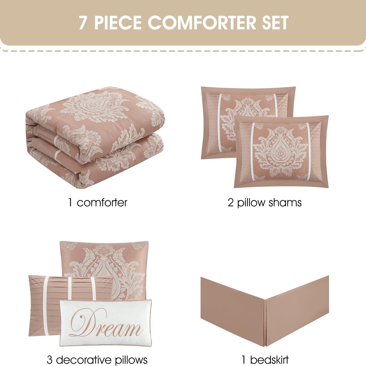 Ensemble de Couette Traditionnel Damassé 7 Pièces Nanshing Tiana