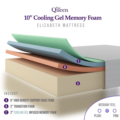 Matelas en mousse à mémoire de forme avec gel de refroidissement NapQueen Elizabeth 10