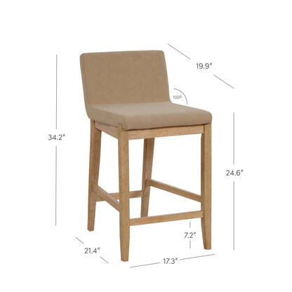 Gracie Modern Bar Stool, Boucle Upholstered Chair and Brushed Wooden Legs