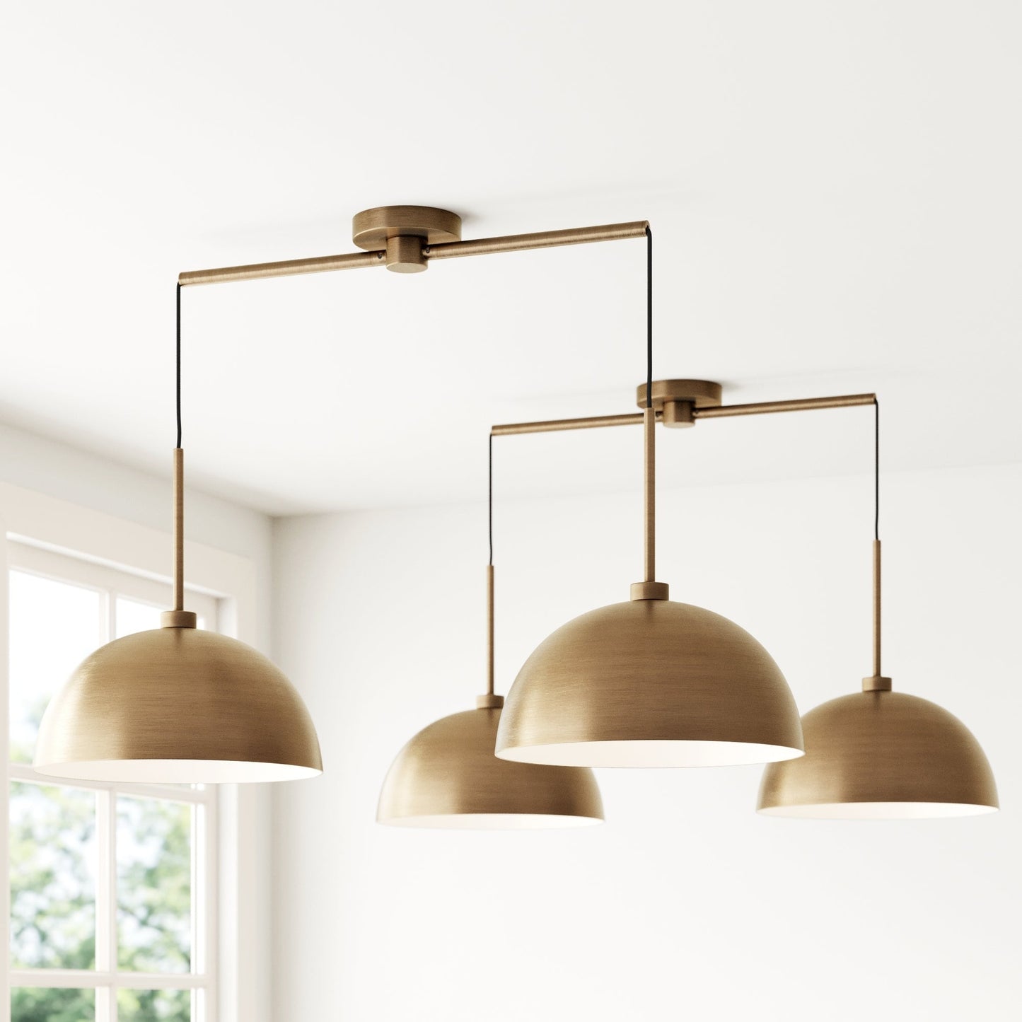 Nathan James Percy Modern 2-Light Pendant Island Light Fixture, Hanging Lights with Metal Shade and Adjustable Cord