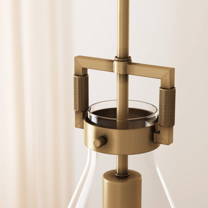 Nathan James Vincent Glass Pendant Lighting, Hanging Light Fixture with Adjustable Stem and Clear Shade