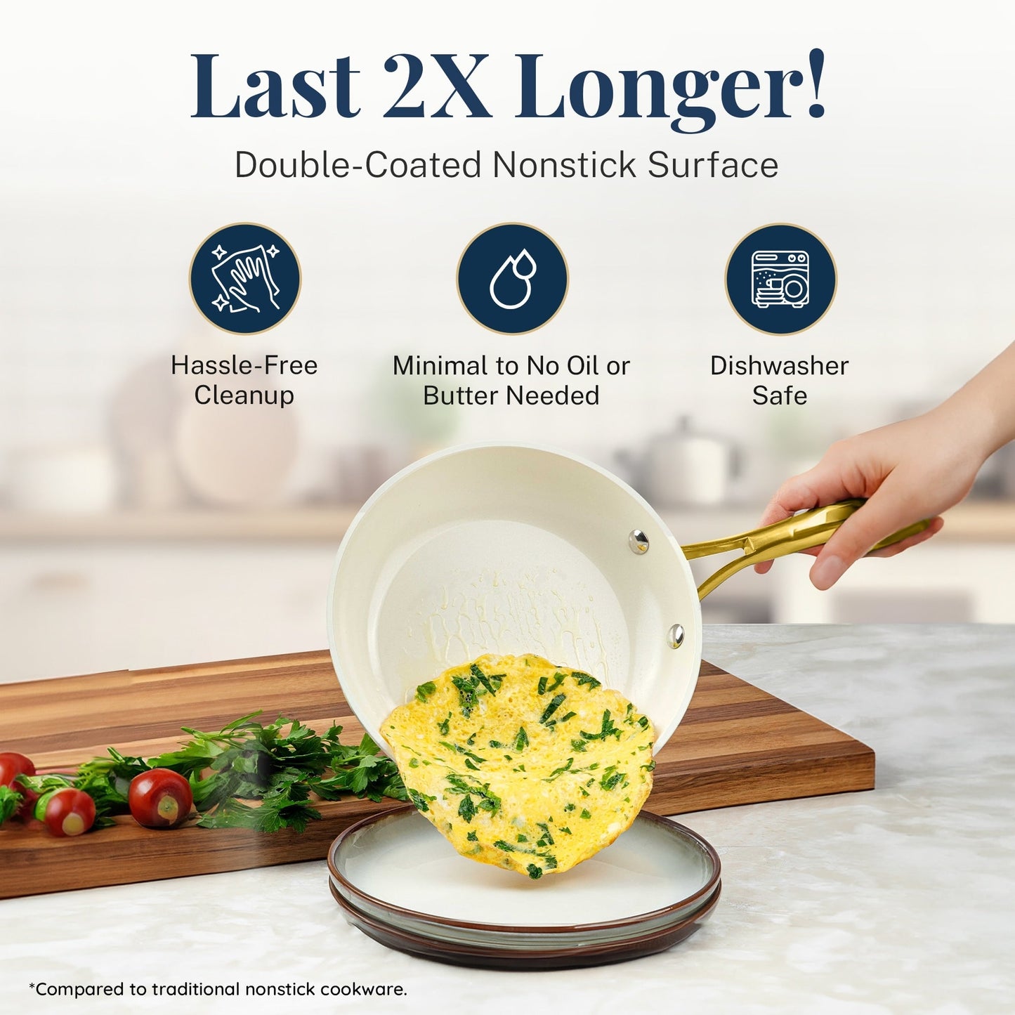 Gotham Steel Natural Collection Pots and Pans 15 Pc Ultra Performance Ceramic Nonstick Cookware Set in Navy