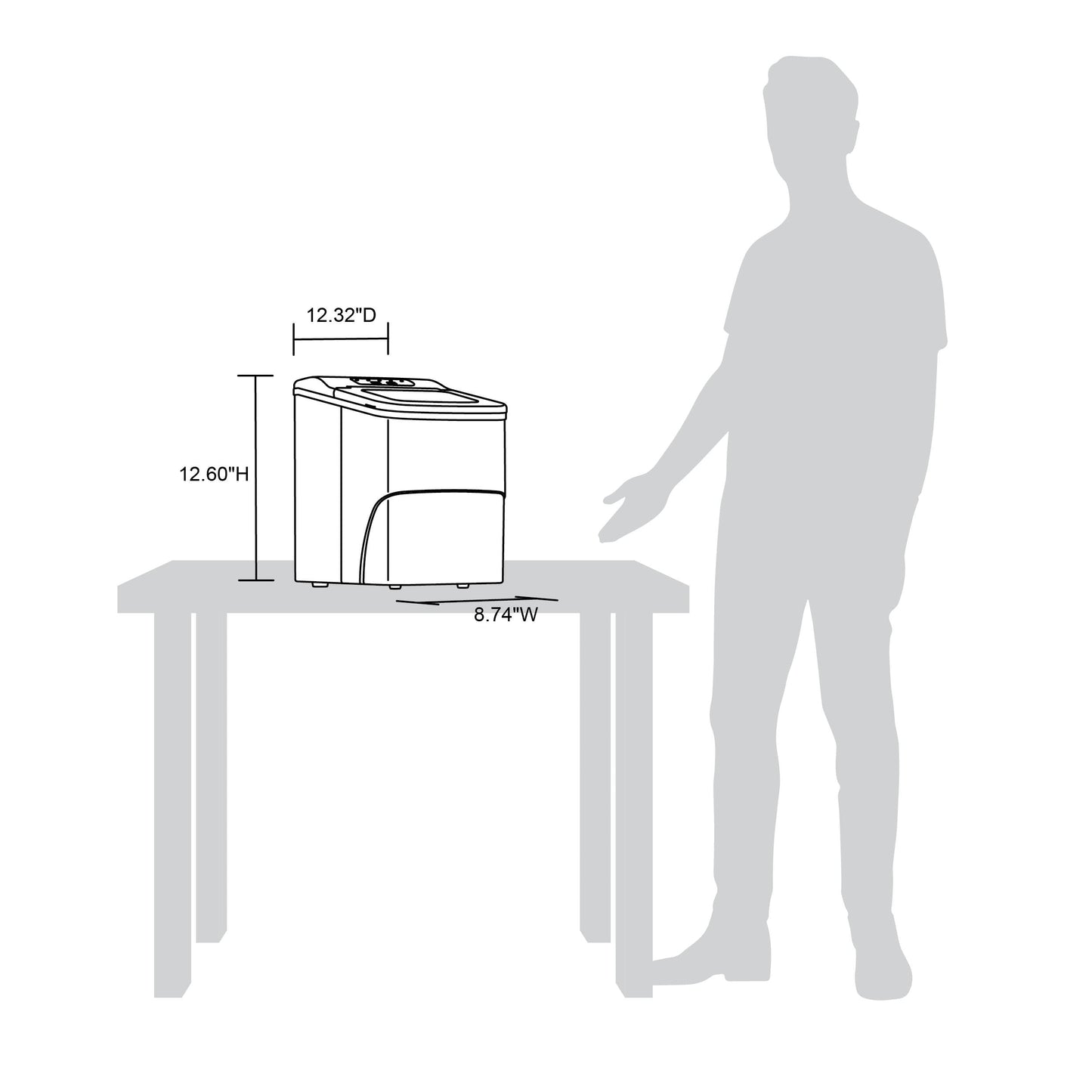 Fabrique de glace de comptoir Newair 26 lbs, portable et légère, commandes intuitives, taille de glace grande ou petite, pièces sans BPA.