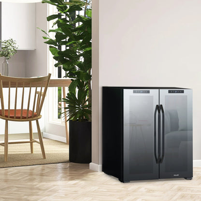 Réfrigérateur à vin et boissons Newair, 18 bouteilles et 59 canettes, double zone de température, autoportant, contrôle numérique de la température