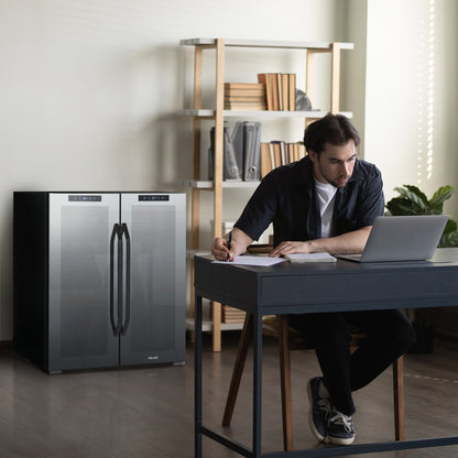 Réfrigérateur à vin et boissons Newair, 18 bouteilles et 59 canettes, double zone de température, autoportant, contrôle numérique de la température