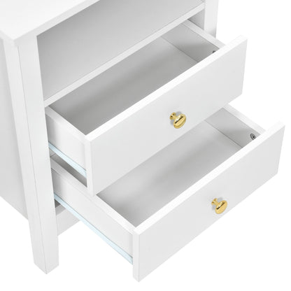 Ensemble de 2 tables de chevet avec station de recharge, table d'appoint avec 2 tiroirs, ports USB et prises électriques, pour lit.