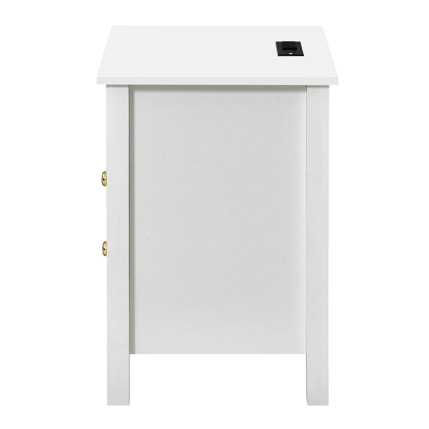 Ensemble de 2 tables de chevet avec station de recharge, table d'appoint avec 2 tiroirs, ports USB et prises électriques, pour lit.