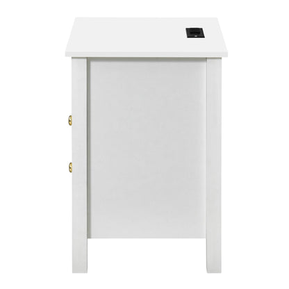 Ensemble de 2 tables de chevet avec station de recharge, table d'appoint avec 2 tiroirs, ports USB et prises électriques, pour lit.