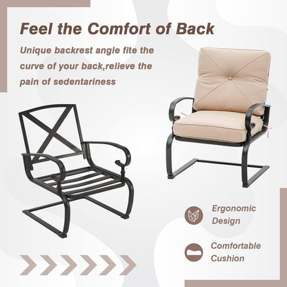 Nista Ensemble de bistro pour extérieur 3 pièces avec ressort en C, chaises de salle à manger avec coussins et table basse par Havenside Home