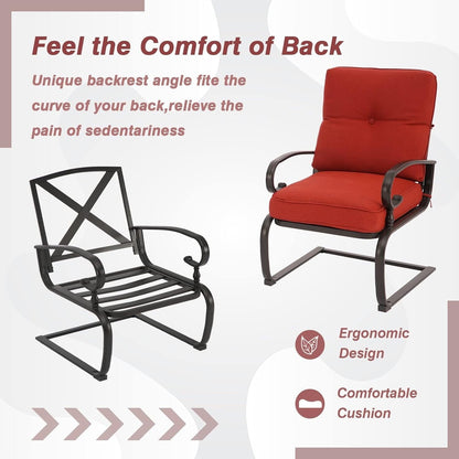 Nista Ensemble de bistro pour extérieur 3 pièces avec ressort en C, chaises de salle à manger avec coussins et table basse par Havenside Home