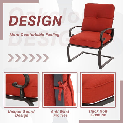 Nista Ensemble de bistro pour extérieur 3 pièces avec ressort en C, chaises de salle à manger avec coussins et table basse par Havenside Home