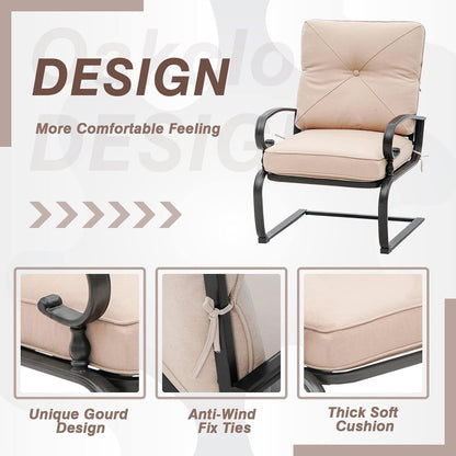 Nista Ensemble de bistro pour extérieur 3 pièces avec ressort en C, chaises de salle à manger avec coussins et table basse par Havenside Home