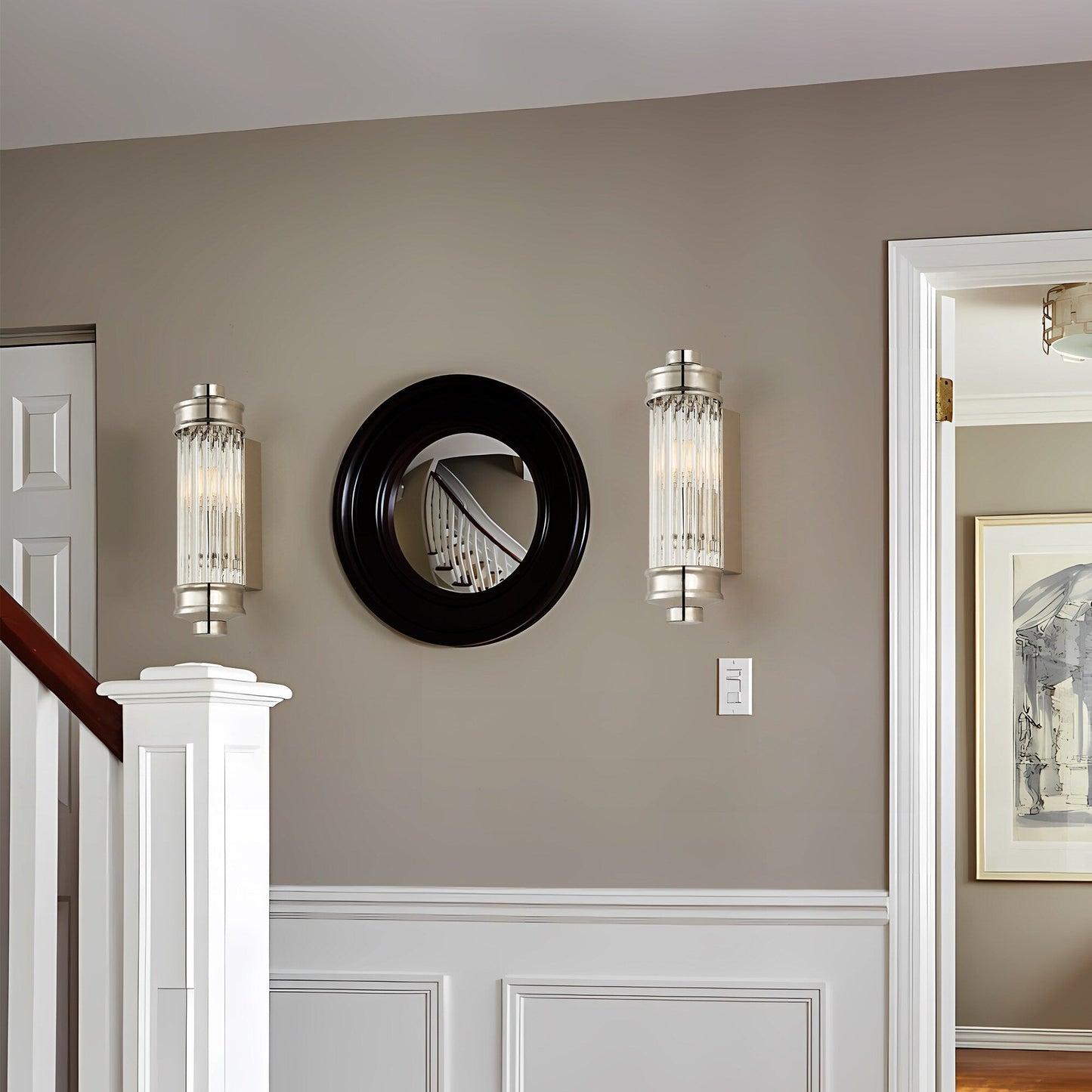 Nordic Postmodern Wall Sconce, European Wall Light in Simple Vintage Glass Crystal