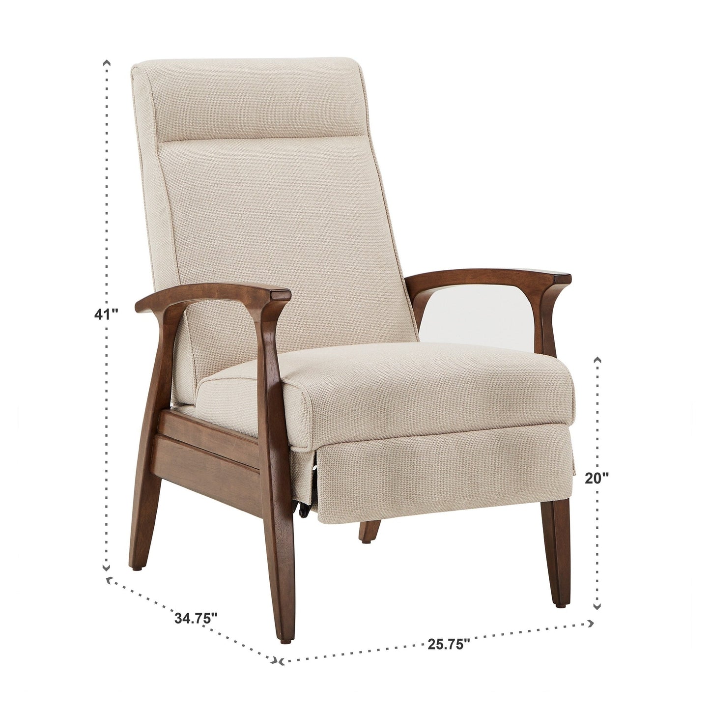 Fauteuil inclinable Notker de 65 cm de large, style milieu de siècle, par iNSPIRE Q Modern