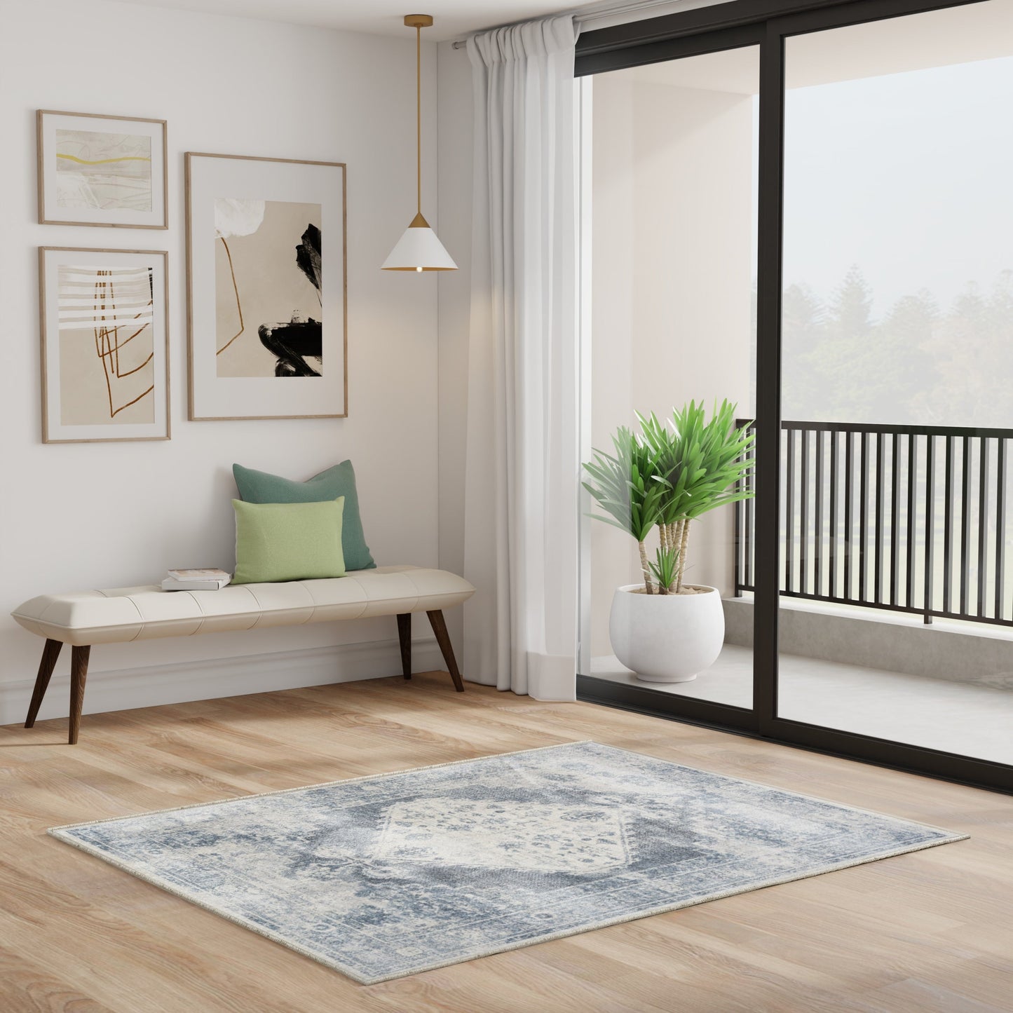 Nourison Abby Machine Washable Indoor only Persian Distressed Area Rug