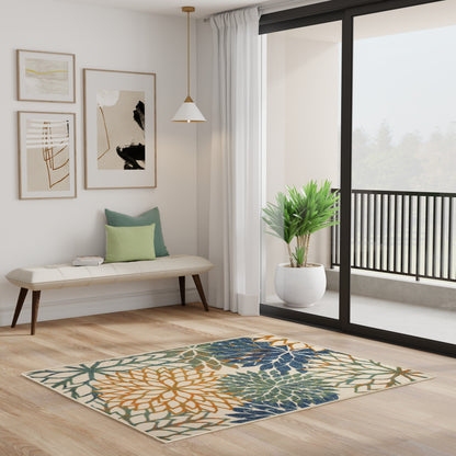 Nourison Alice Indoor/Outdoor Blue Floral Area Rug