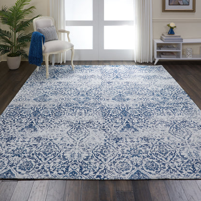 Nourison Damask Distressed Contemporary Area Rug