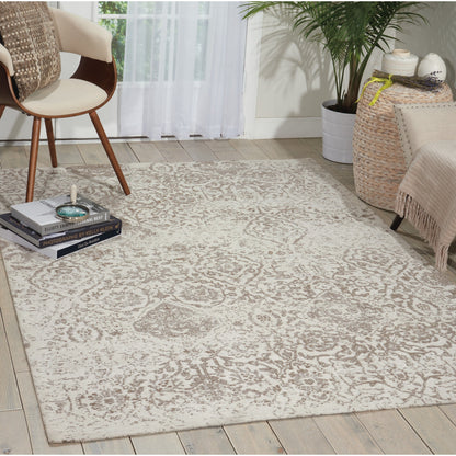 Nourison Damask Distressed Contemporary Area Rug