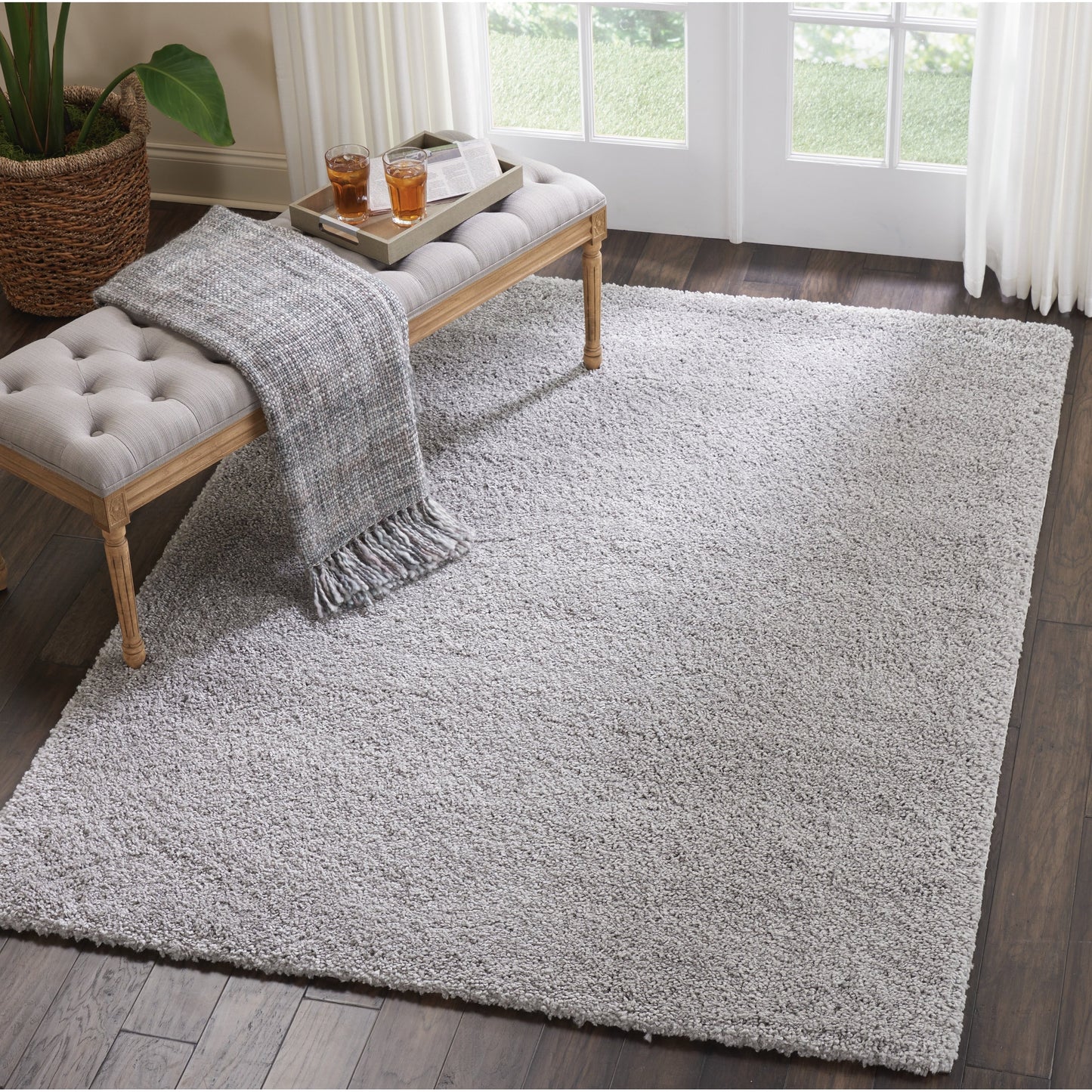 Nourison Malibu Shag Modern Plush Solid Area Rug