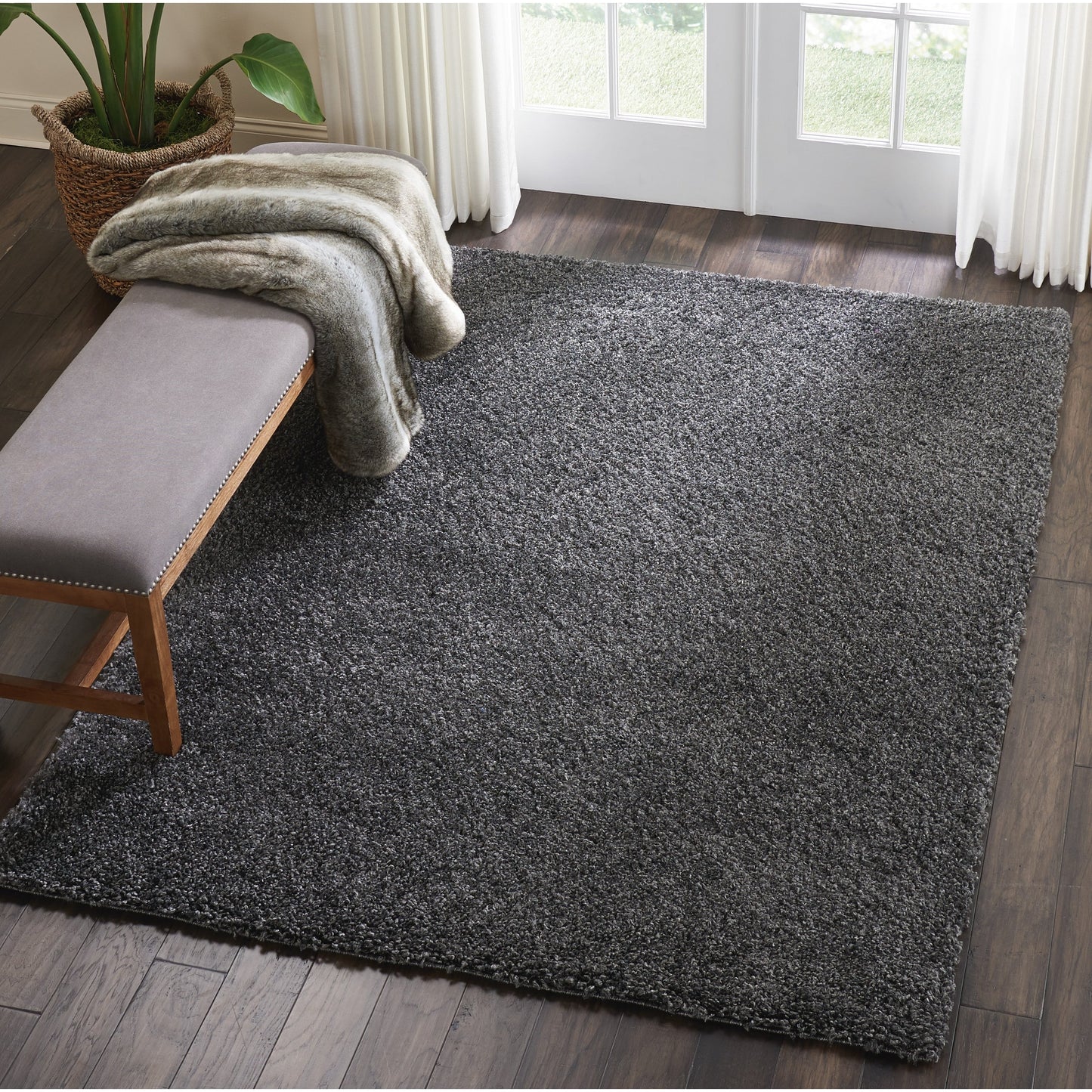 Nourison Malibu Shag Modern Plush Solid Area Rug