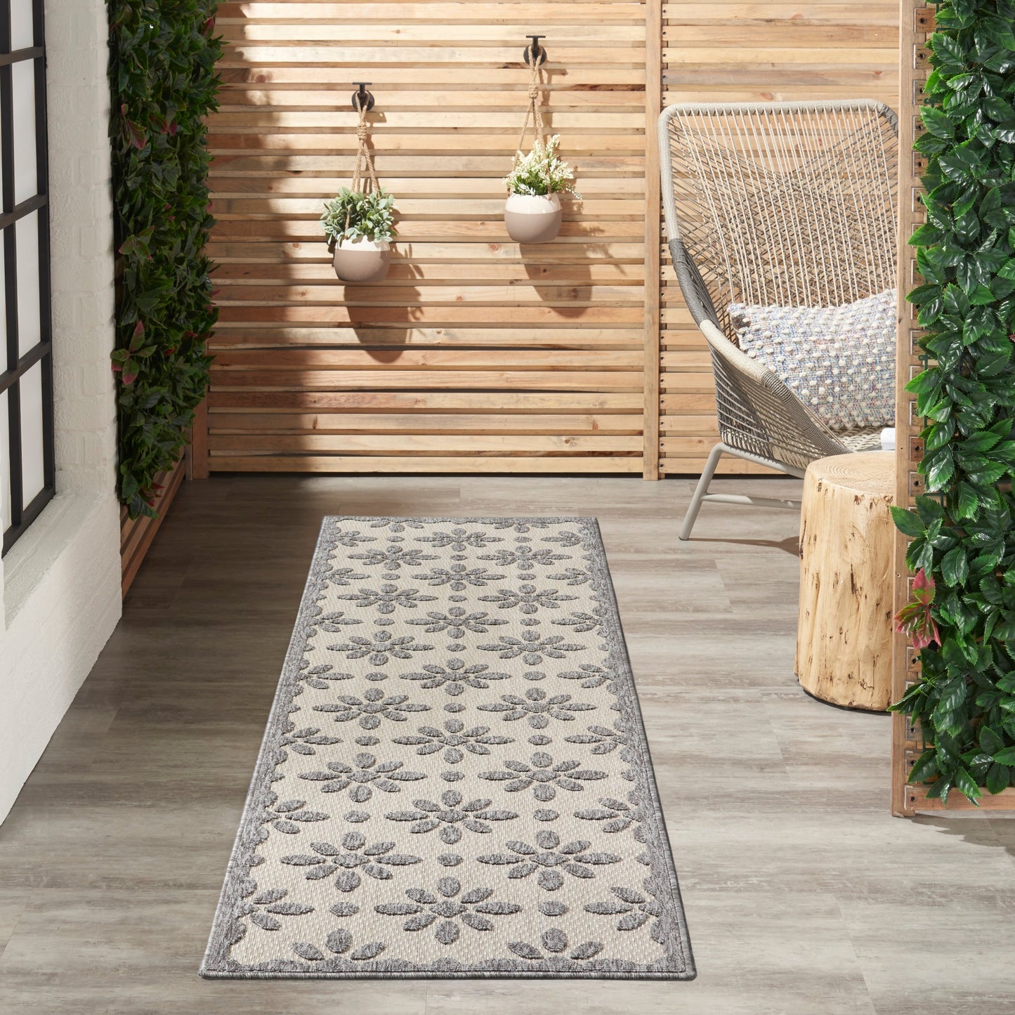 Nourison Palamos Modern Floral Hi Low Geometric Indoor Outdoor Area Rug