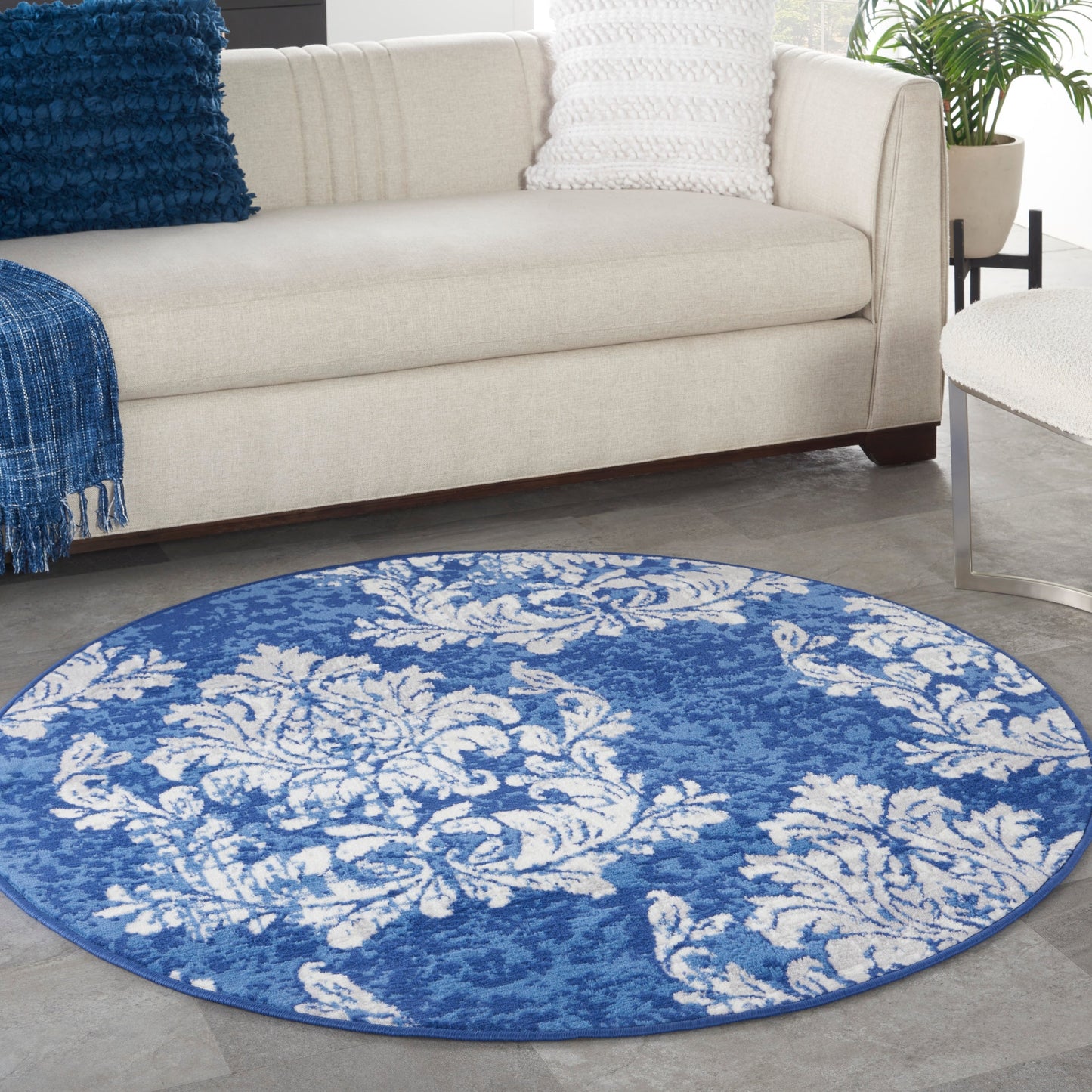 Nourison Whimsicle French Country Botanical Ivory Navy Area Rug