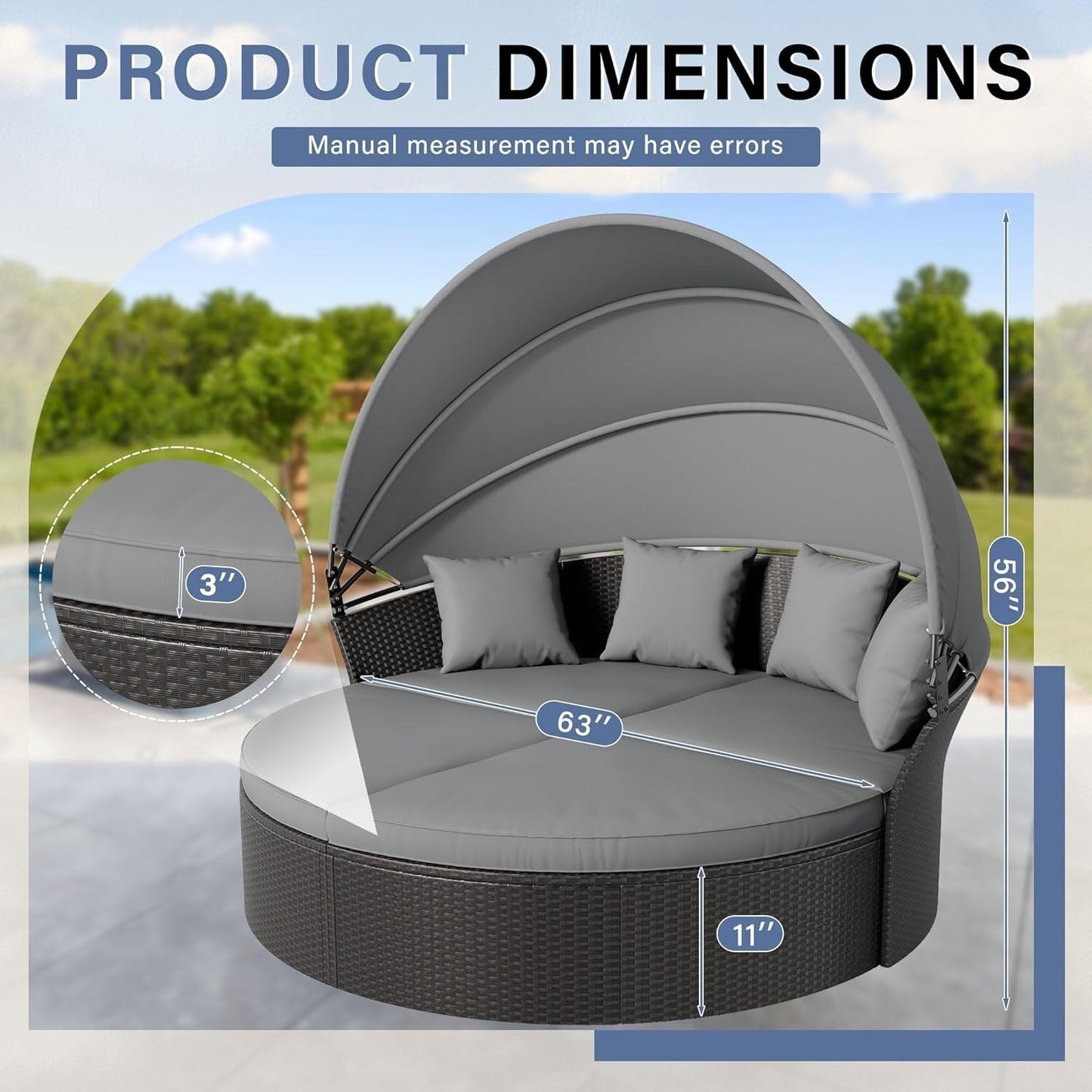 Ensemble de salon d'extérieur en osier Nuon, 4 ou 5 pièces, avec auvent, de la marque Havenside Home.