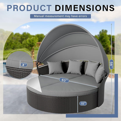 Ensemble de salon d'extérieur en osier Nuon, 4 ou 5 pièces, avec auvent, de la marque Havenside Home.