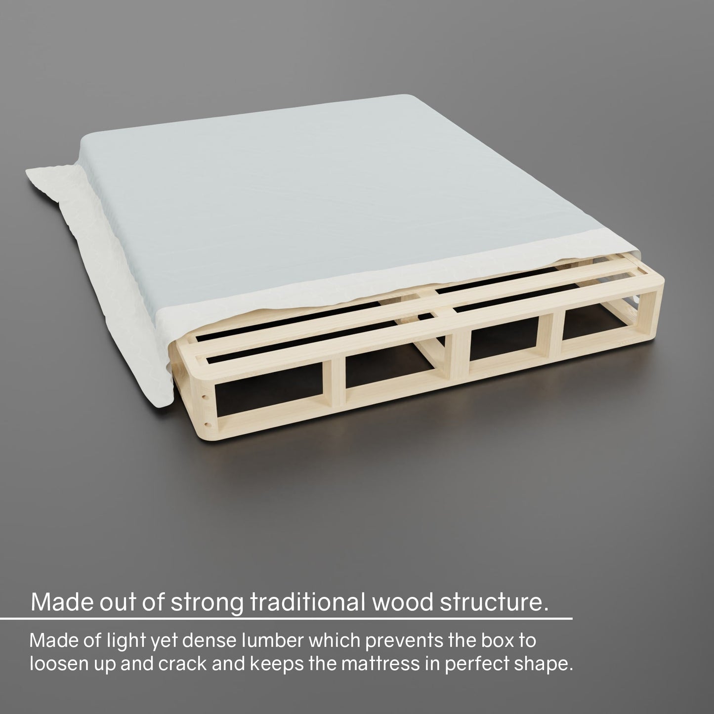 ONETAN, sommier à lattes en bois de 5" et 8" facile à assembler, blanc.