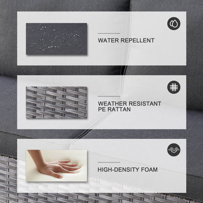 OVIOS Ensemble de meubles de jardin en osier pour extérieur, 5 pièces, avec dossier haut.