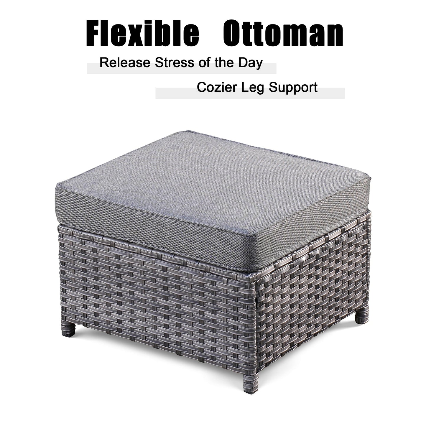 OVIOS Ensemble de meubles de jardin en osier pour extérieur, 5 pièces, avec dossier haut.