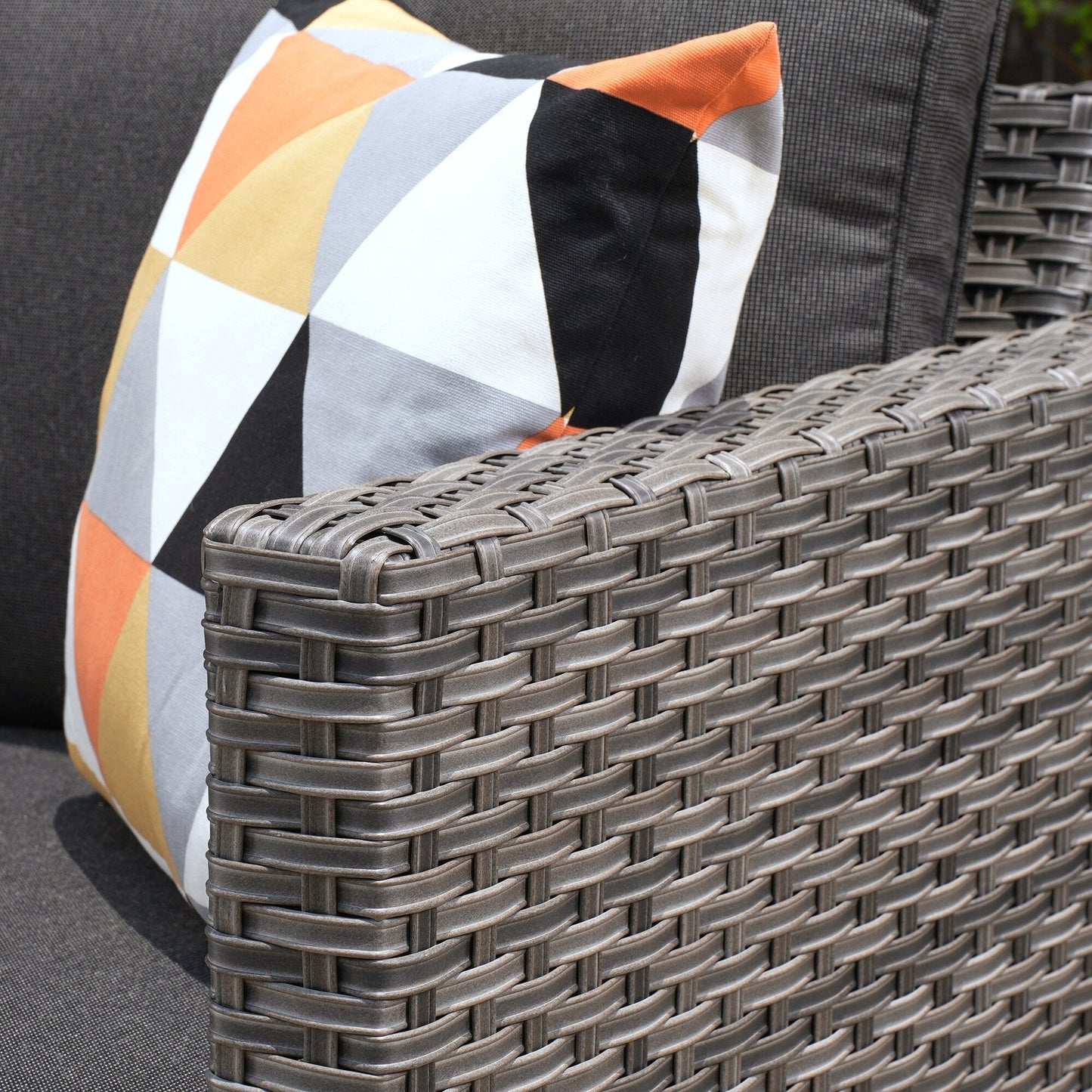 OVIOS Ensemble de meubles de jardin en osier pour extérieur, 5 pièces, avec dossier haut.