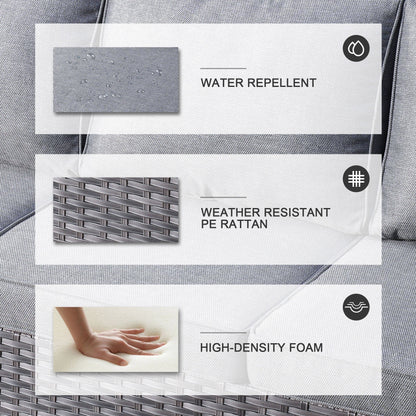 OVIOS Ensemble de meubles de jardin en osier pour extérieur, 5 pièces, avec dossier haut.