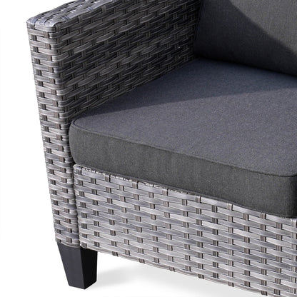 OVIOS Ensemble de meubles de jardin en osier pour extérieur, 5 pièces, avec dossier haut.