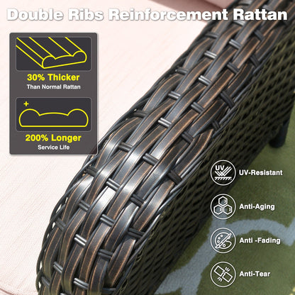 Ensemble de conversation OVIOS pour patio, 5 pièces, en osier, dossier haut.