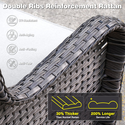 Ensemble de conversation OVIOS pour patio, 5 pièces, en osier, dossier haut.