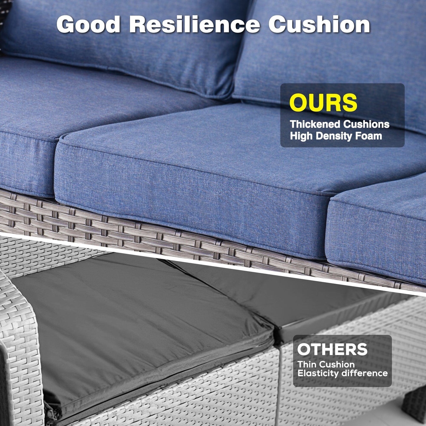 Ensemble de conversation OVIOS pour patio, 5 pièces, en osier, dossier haut.