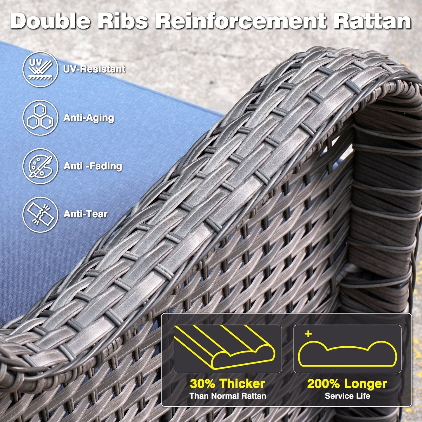 Ensemble de conversation OVIOS pour patio, 5 pièces, en osier, dossier haut.