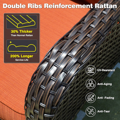 Ensemble de conversation OVIOS pour patio, 5 pièces, en osier, dossier haut.