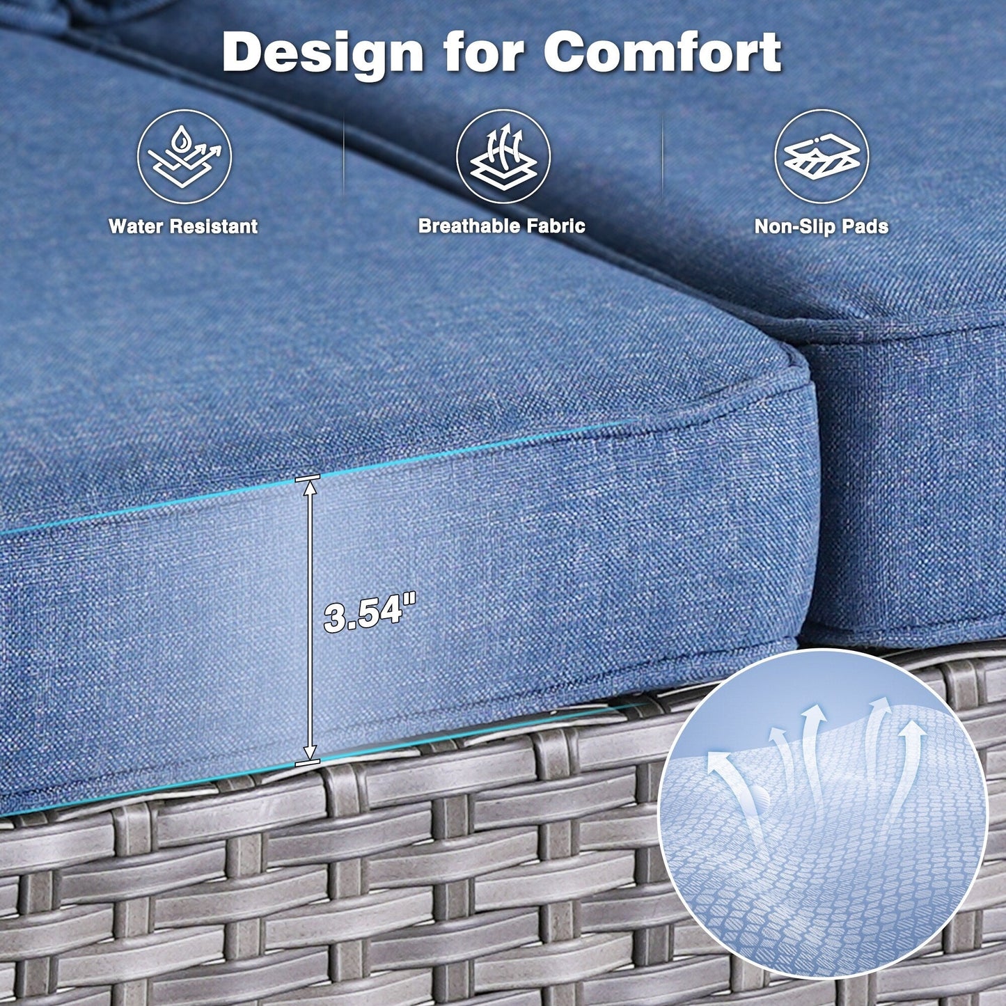 Ensemble de conversation OVIOS pour patio, 5 pièces, en osier, dossier haut.