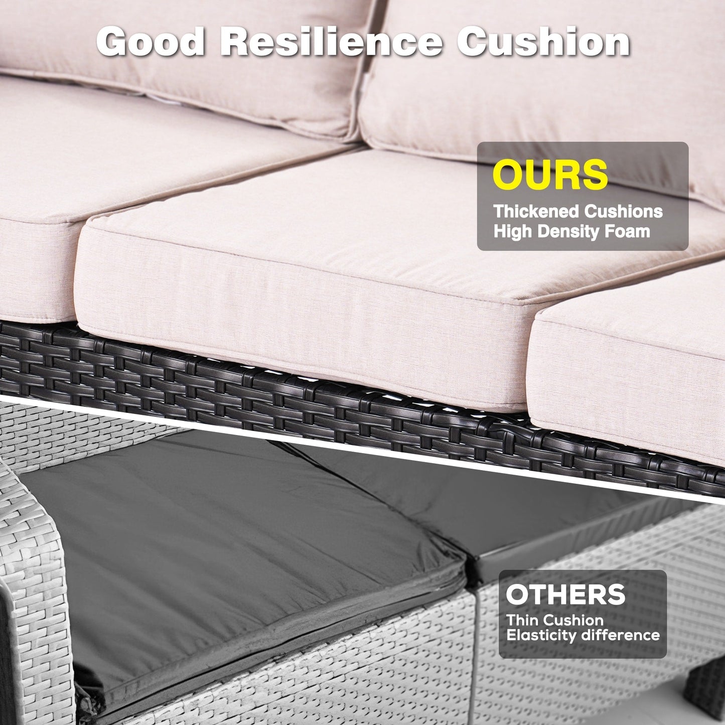 OVIOS Ensemble de meubles de jardin en osier 8 pièces avec chaise pivotante